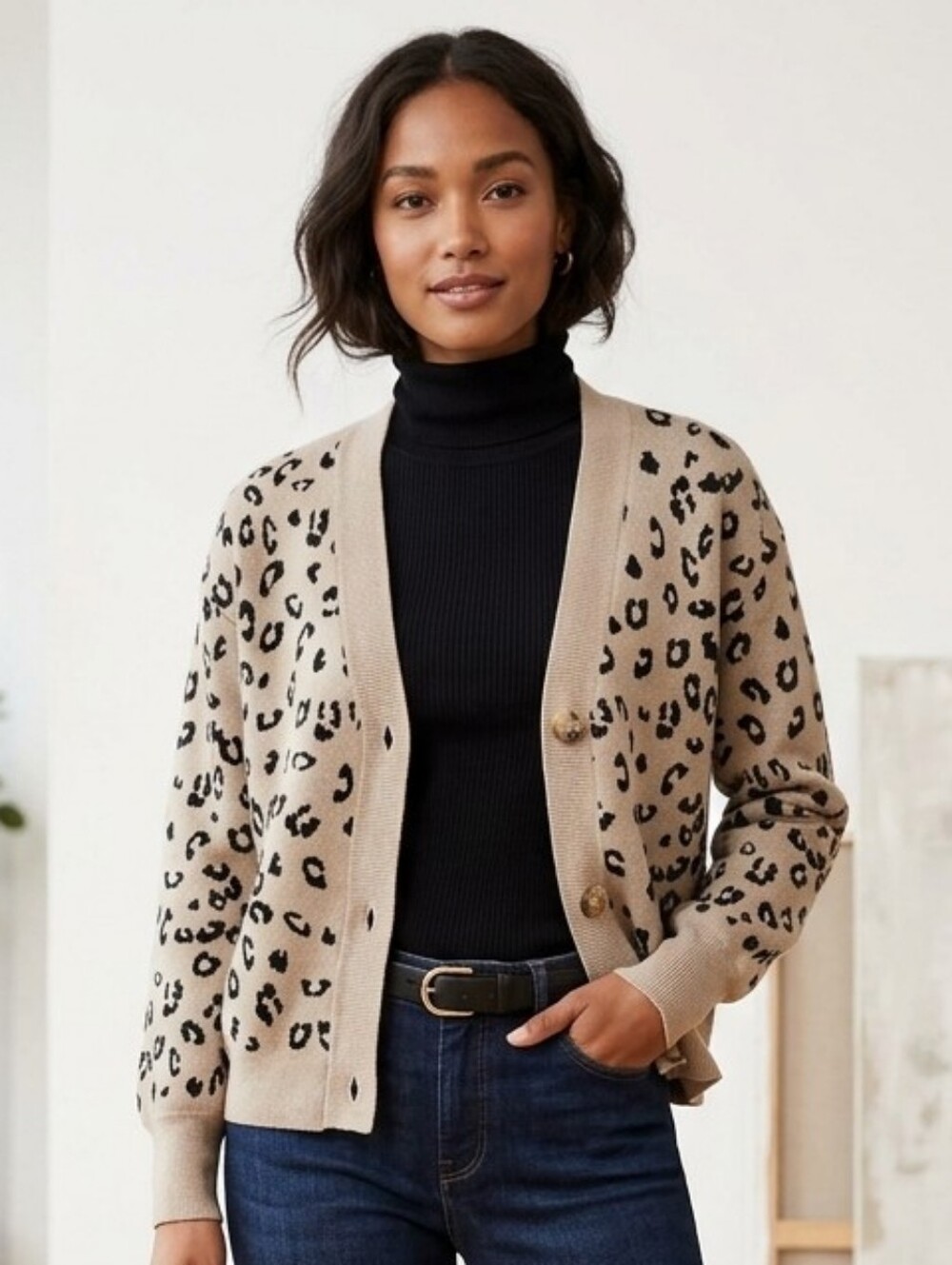 Dynamite Leopard Print Cardigan